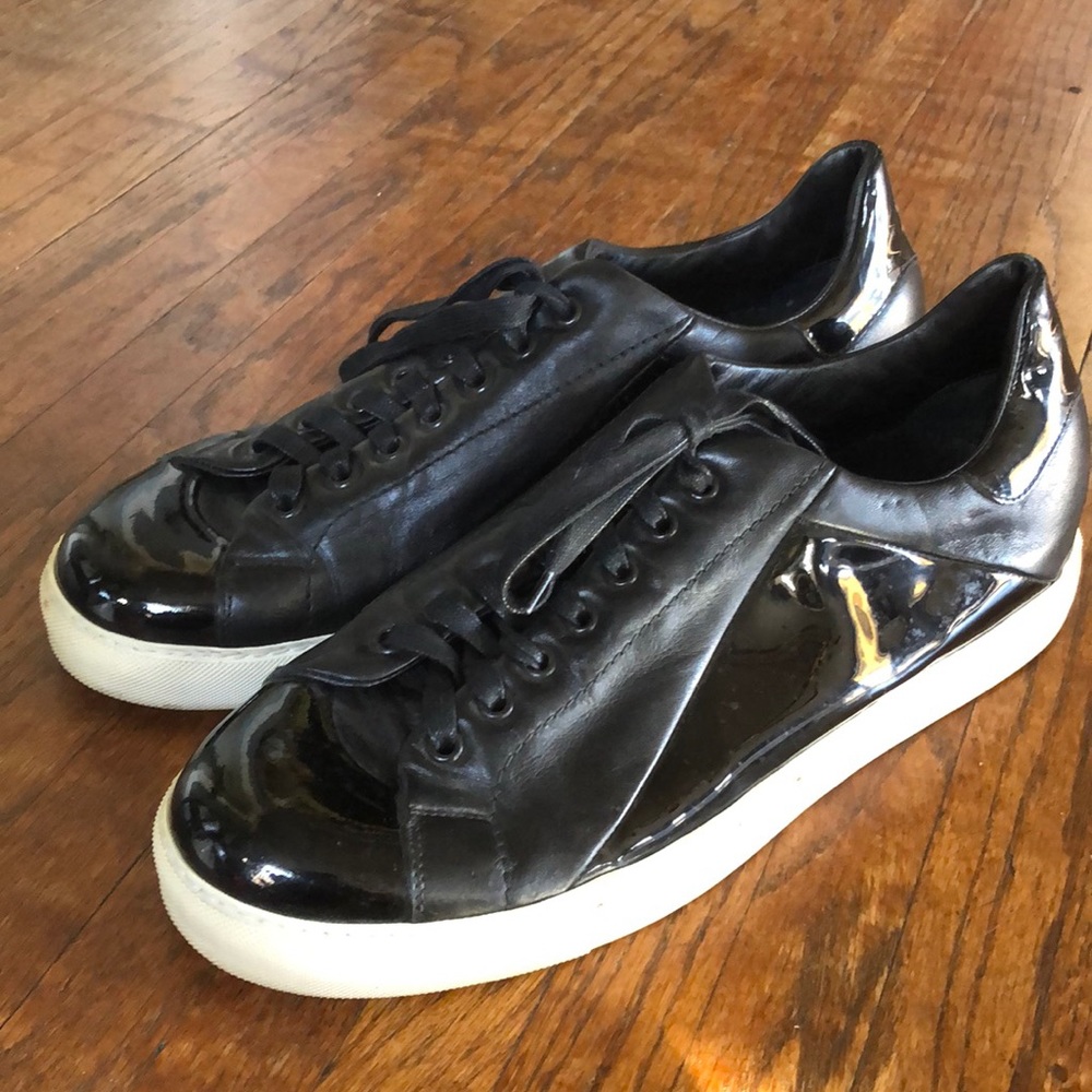 Mr Hare Cunningham black leather patent sneakers